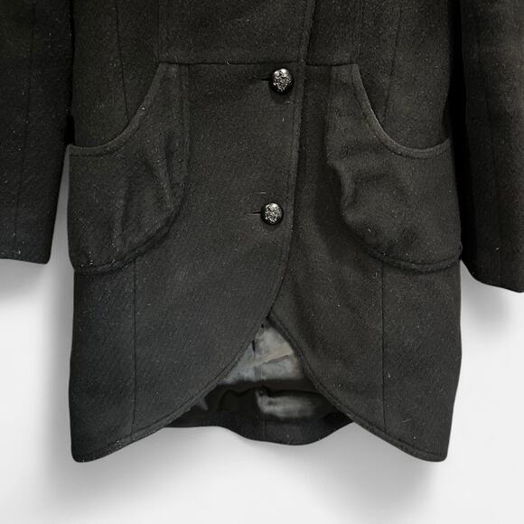 Mackage Black Wool Blend Funnel Neck Peacoat Minimalist Quiet Luxury Medium - Picture 9 of 15